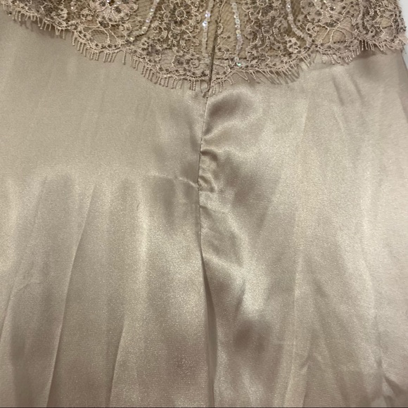 JS COLLECTIONS Beige Tan Lace Halter Dress Gown Size 4 - Picture 10 of 16